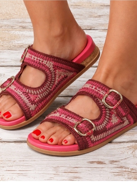 Dolce Vita Shoes - Dolce Vita Hot Pink Crochet Double-Buckle Slide Mules